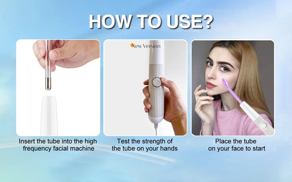 DARSONVAL-High Frequency Facial Machine, Blue 6 in 1, Anti-Aging Facial Therapy, Acne Tool, Fusion Neon, Argon Wands, Skin Care