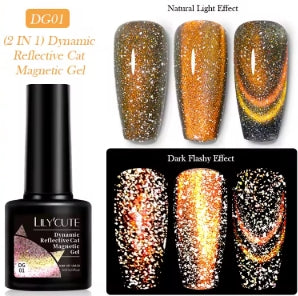 LILYCUTE 9D Rainbow Reflective Cat Eye Gel Nail Polish – Magnetic Glitter Gel Polish | Sparkling Snow Light Effect | 7ml