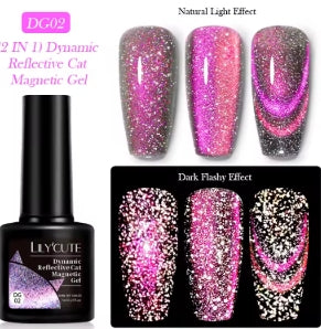 LILYCUTE 9D Rainbow Reflective Cat Eye Gel Nail Polish – Magnetic Glitter Gel Polish | Sparkling Snow Light Effect | 7ml