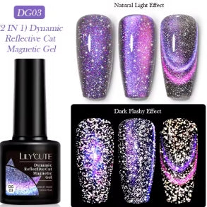 LILYCUTE 9D Rainbow Reflective Cat Eye Gel Nail Polish – Magnetic Glitter Gel Polish | Sparkling Snow Light Effect | 7ml