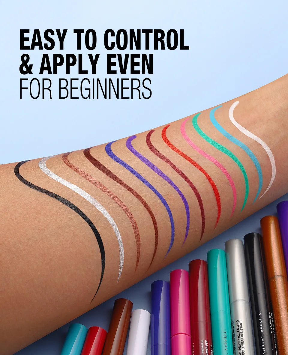 Dark red matte liquid eyeliner, white makeup, quick-drying, waterproof, long-lasting pencil, 12 colors.