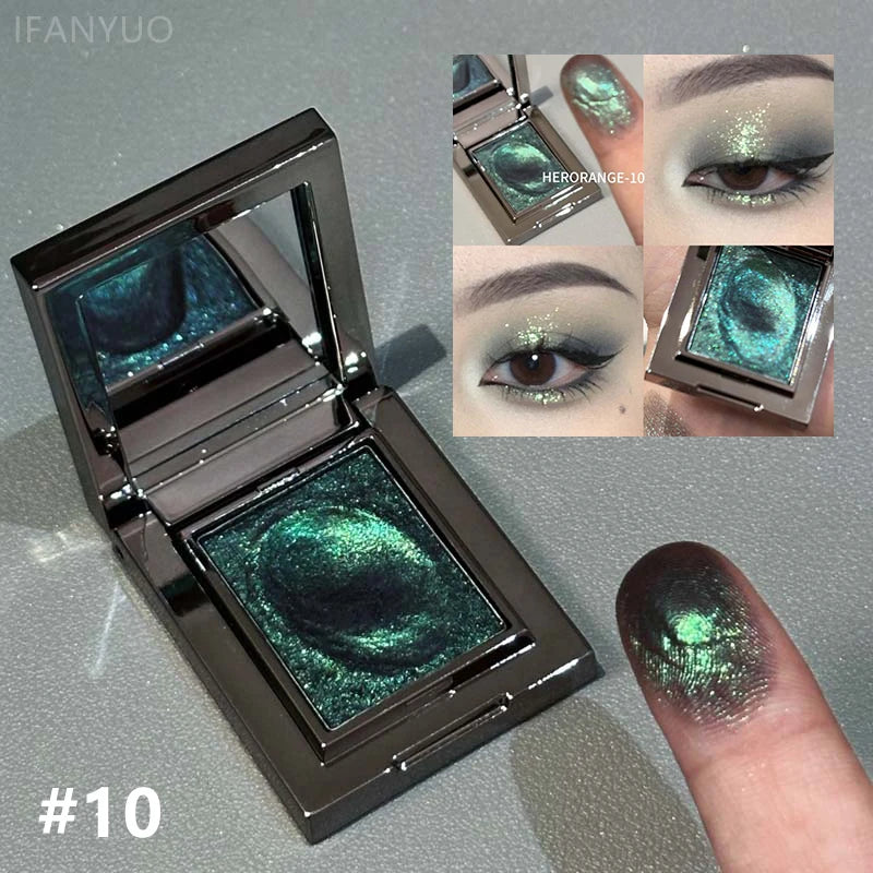 Chameleon Dark Green Eyeshadow Palette, Thin, Easy-to-Apply, Sparkling Pearly, Puree-like Eyeshadow, Illuminating Makeup