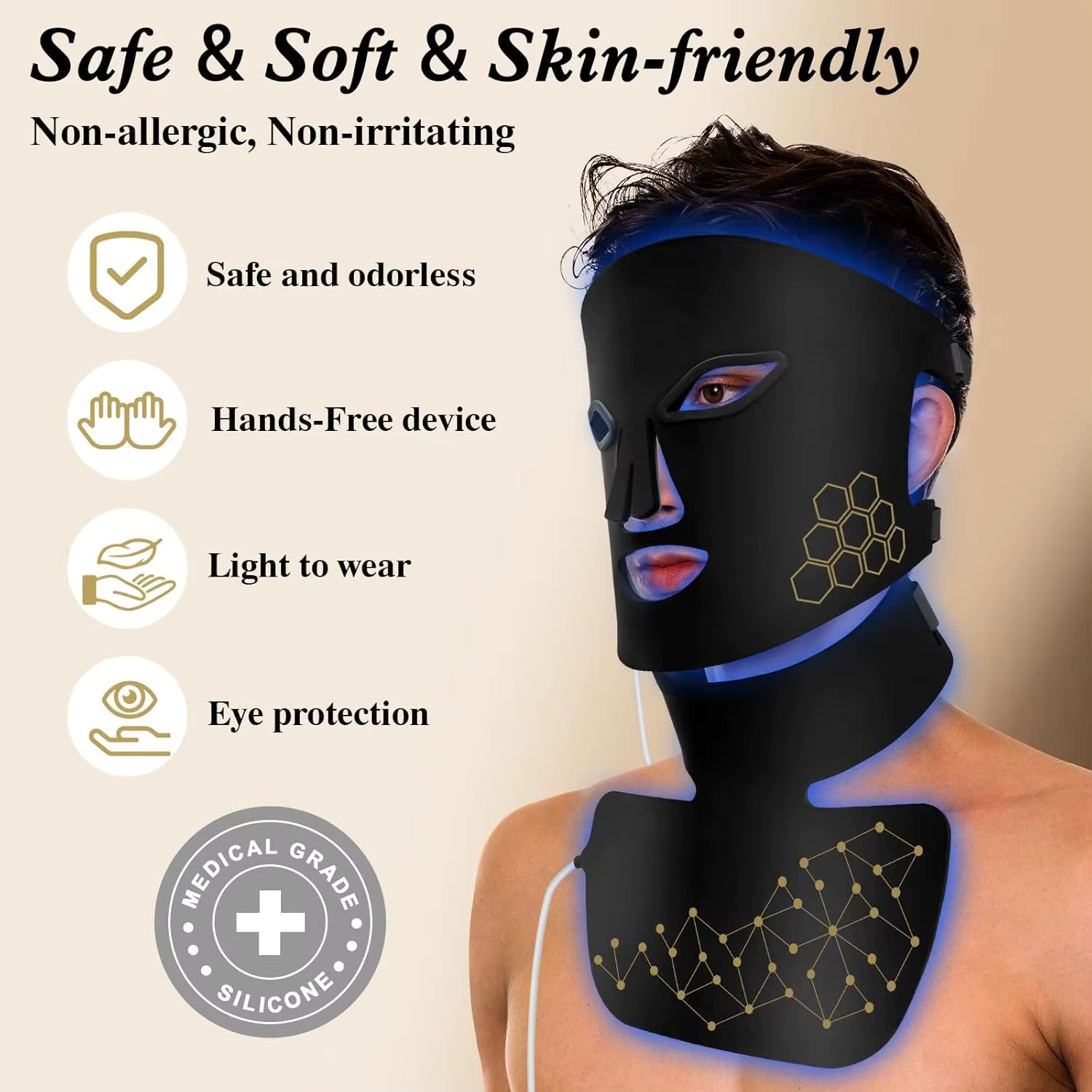 Rechargeable Hello Face Red Light Face & Neck Mask