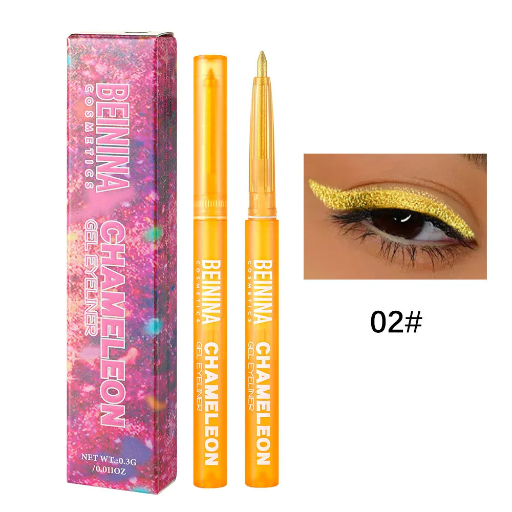 Brilliant chameleon metallic blue gel eyeliner pen eyeshadow multicolor pearly polarized glitter eye pigment makeup