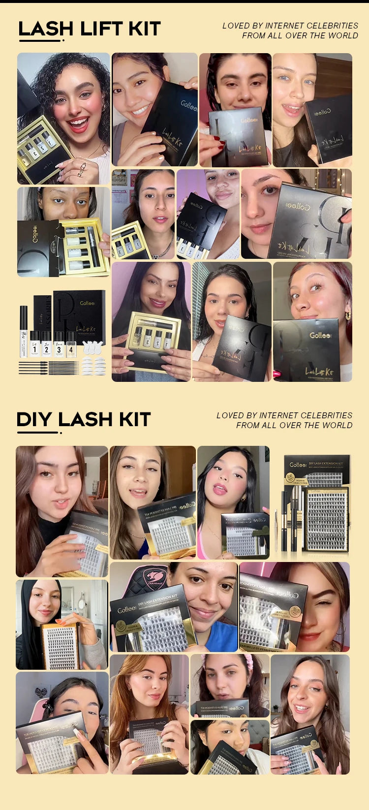 Gollee Professional Eyelash Lift & Tint Kit – Long-Lasting Lash & Brow Enhancement | Natural Curl Effect | Up to 4–6 Weeks