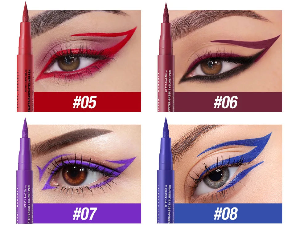 Dark red matte liquid eyeliner, white makeup, quick-drying, waterproof, long-lasting pencil, 12 colors.