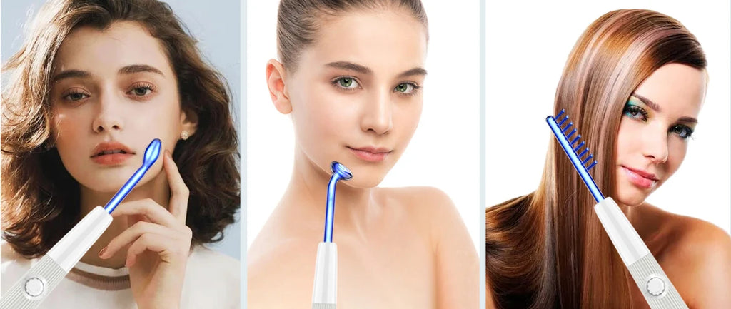 DARSONVAL-High Frequency Facial Machine, Blue 6 in 1, Anti-Aging Facial Therapy, Acne Tool, Fusion Neon, Argon Wands, Skin Care