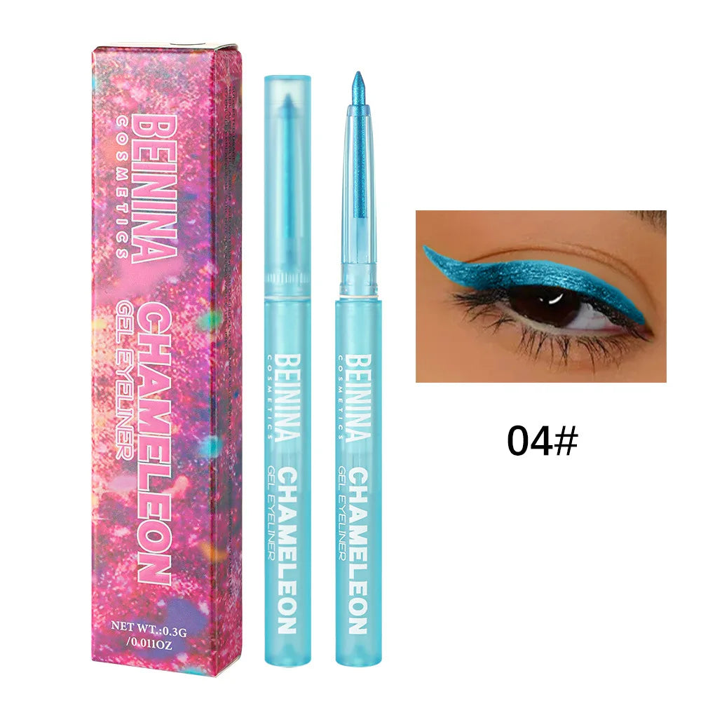 Brilliant chameleon metallic blue gel eyeliner pen eyeshadow multicolor pearly polarized glitter eye pigment makeup