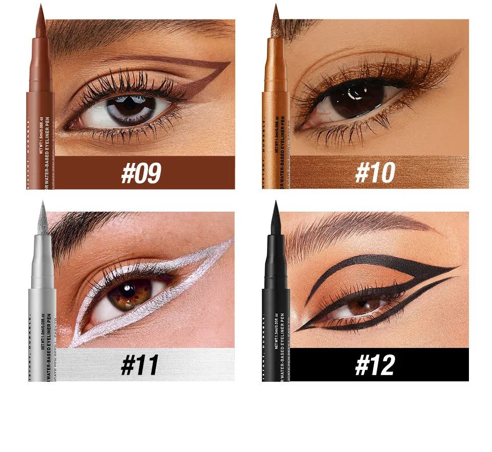 Dark red matte liquid eyeliner, white makeup, quick-drying, waterproof, long-lasting pencil, 12 colors.