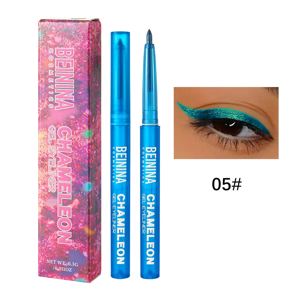 Brilliant chameleon metallic blue gel eyeliner pen eyeshadow multicolor pearly polarized glitter eye pigment makeup
