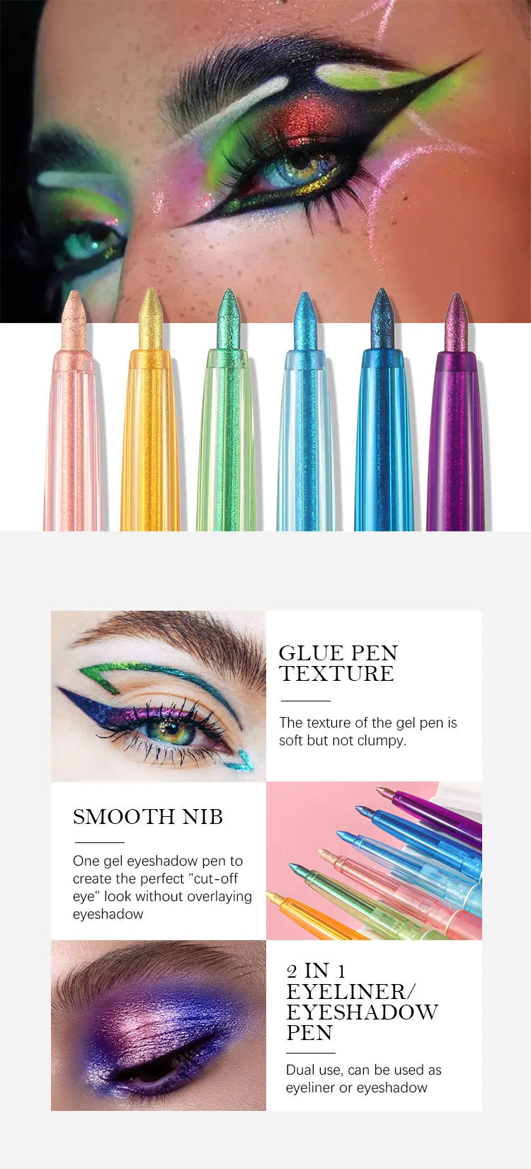 Brilliant chameleon metallic blue gel eyeliner pen eyeshadow multicolor pearly polarized glitter eye pigment makeup